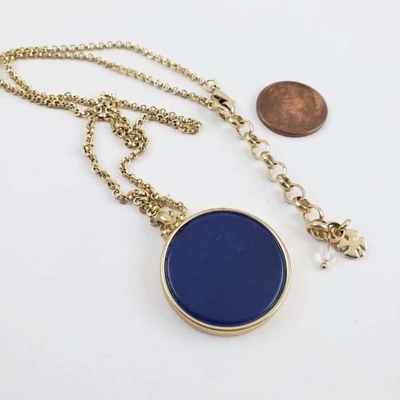 Lucky Brand reversible pendant necklace with flat blue stone + filigree details - Picture 5 of 7